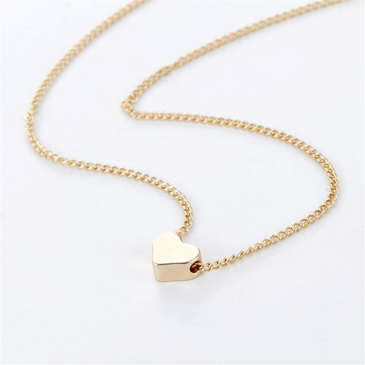 Gold Double-Sided Love Heart Pendant Necklace