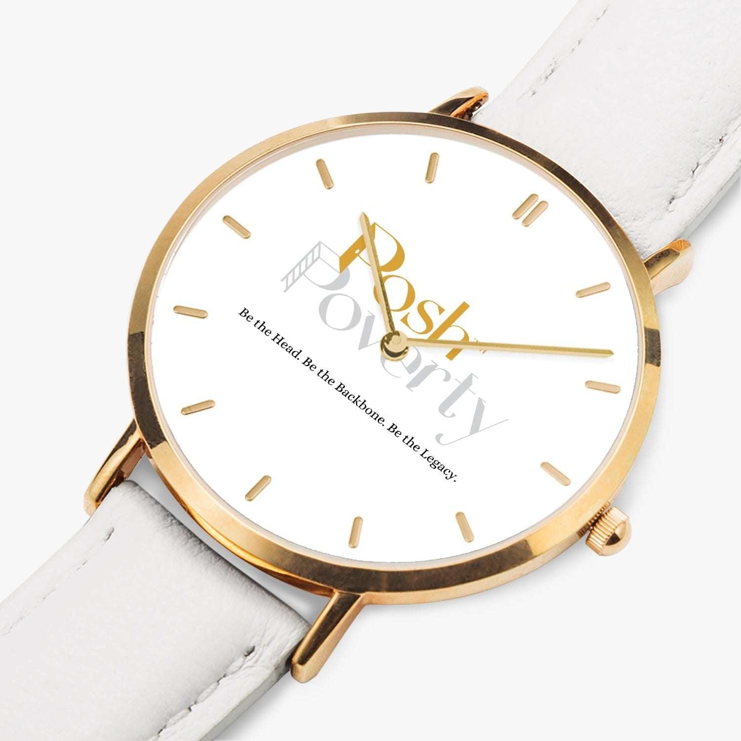 Posh Poverty Hot Selling Ultra-Thin Leather Strap Quartz Watch (Rose Gold With Indicators)