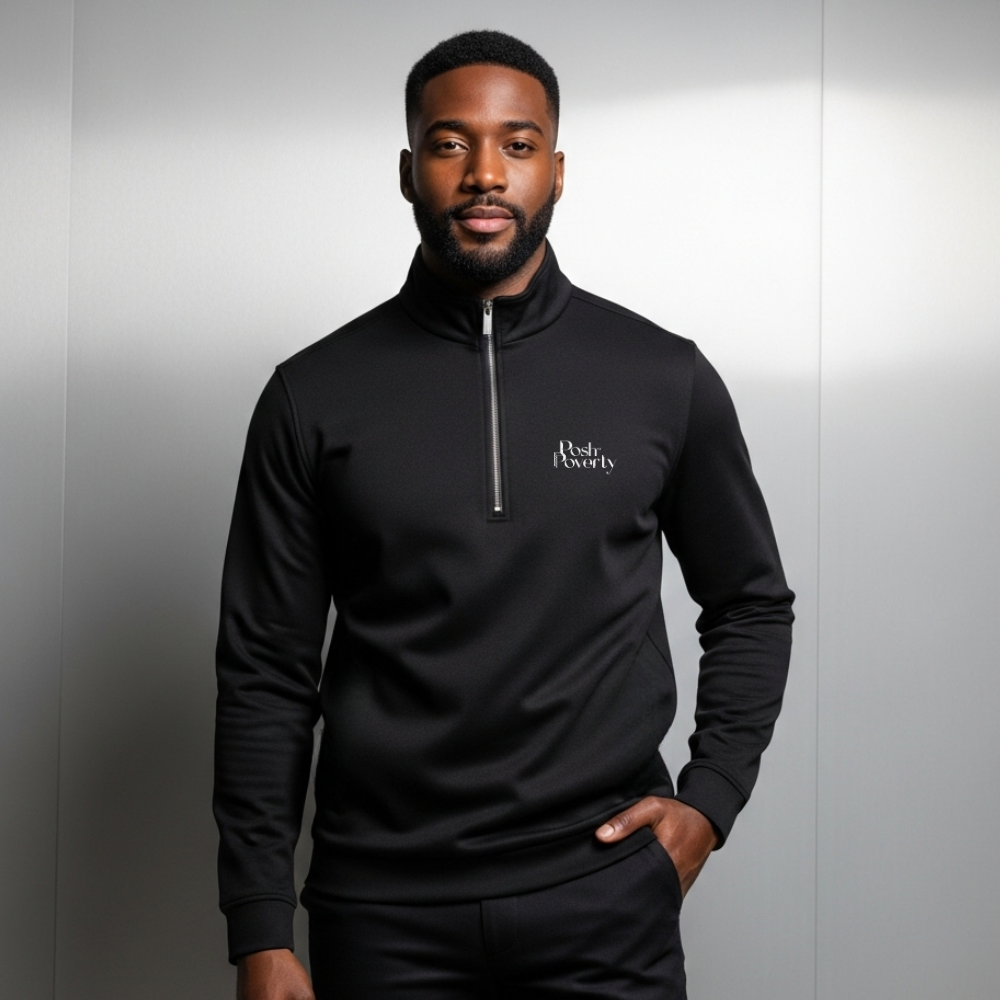 Posh Poverty Men's Stencil Half Zip