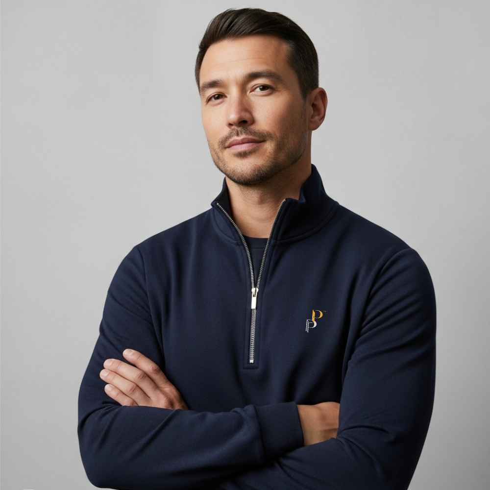 Posh Poverty Men's Stencil Half Zip