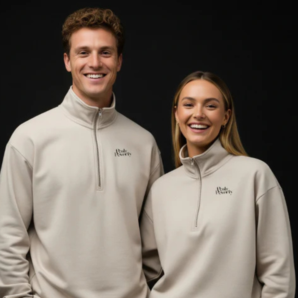 Posh Poverty Men's Stencil Half Zip
