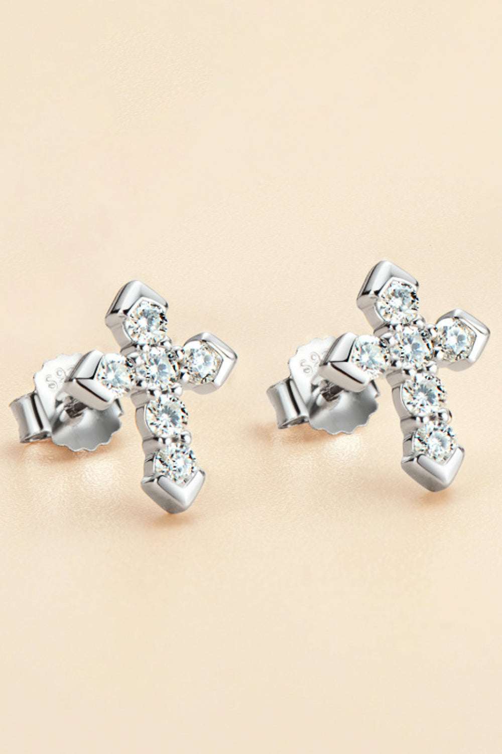 Moissanite Cross Stud Earrings