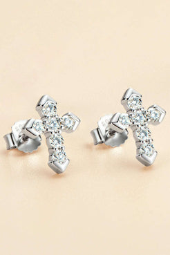 Moissanite Cross Stud Earrings