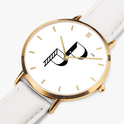 Posh Poverty Hot Selling Ultra-Thin Leather Strap Quartz Watch (Rose Gold With Indicators)