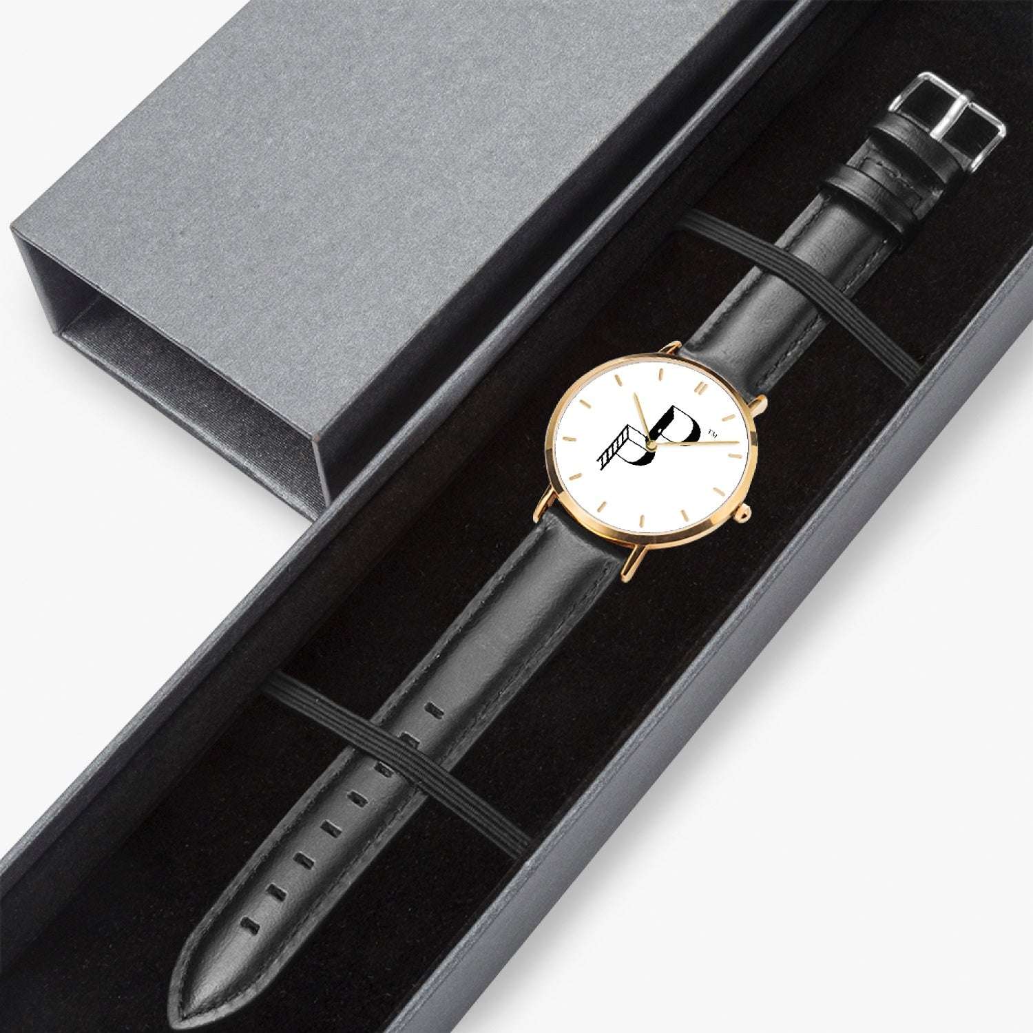 Posh Poverty Hot Selling Ultra-Thin Leather Strap Quartz Watch (Rose Gold With Indicators)