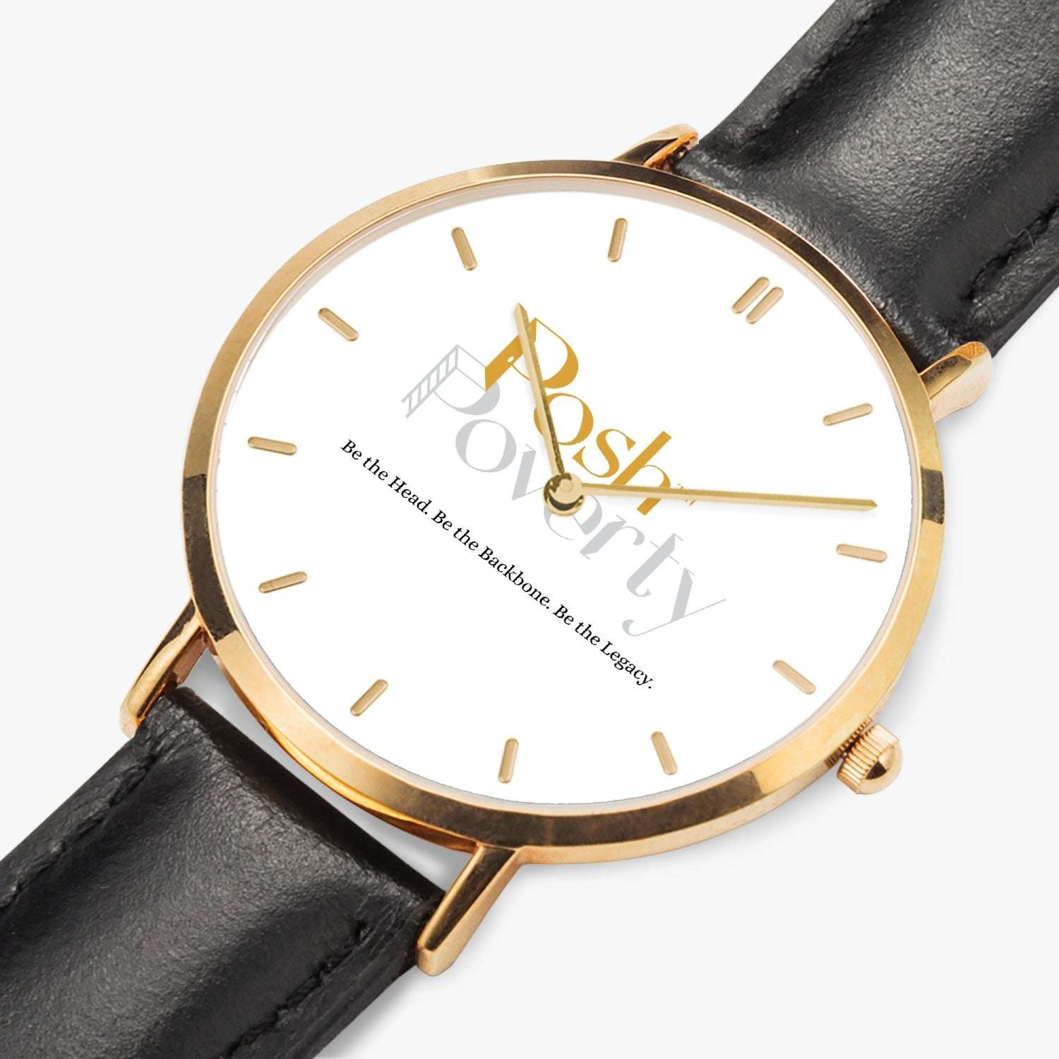 Posh Poverty Hot Selling Ultra-Thin Leather Strap Quartz Watch (Rose Gold With Indicators)