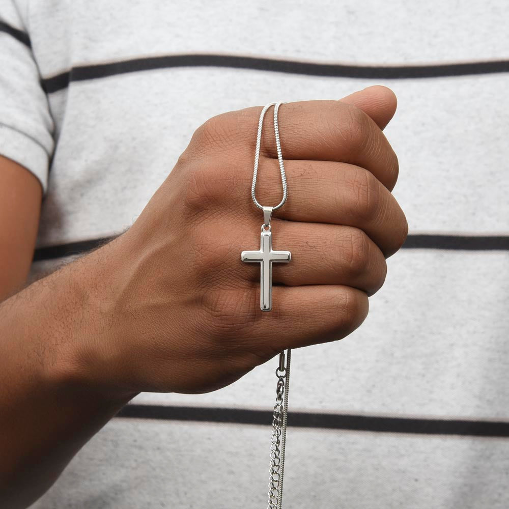 To My Fearless Dream Chaser...Engraved Cross Necklace