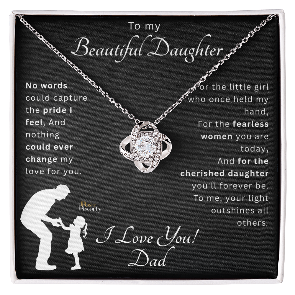 To Daughter From Dad "I love you....." Love Knot Necklace