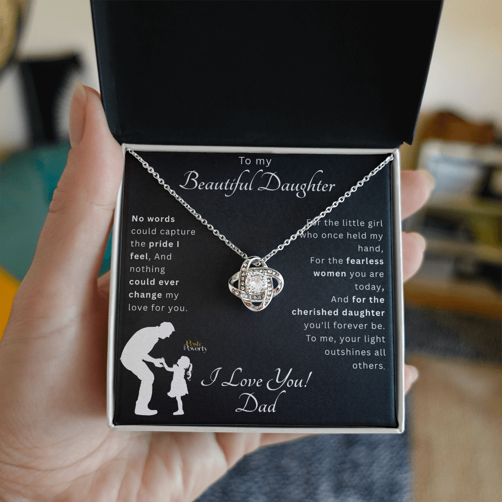 To Daughter From Dad "I love you....." Love Knot Necklace