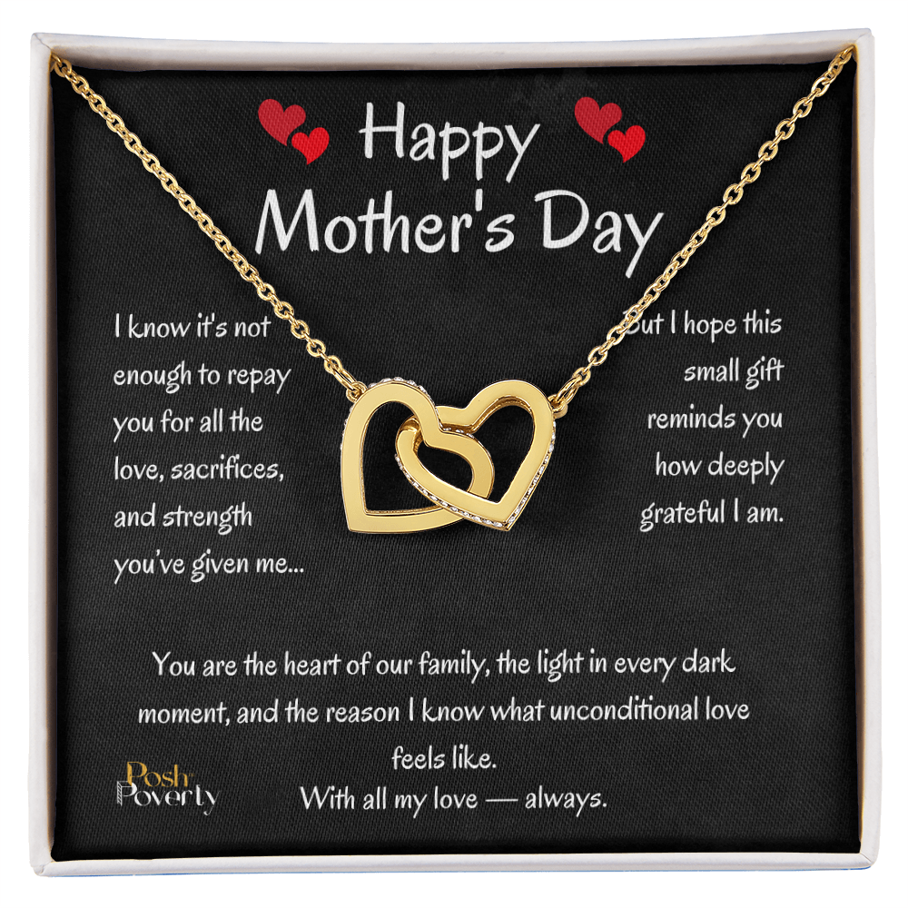 To My Mom From Your Son " I know it's... " Interlocking Hearts Necklace