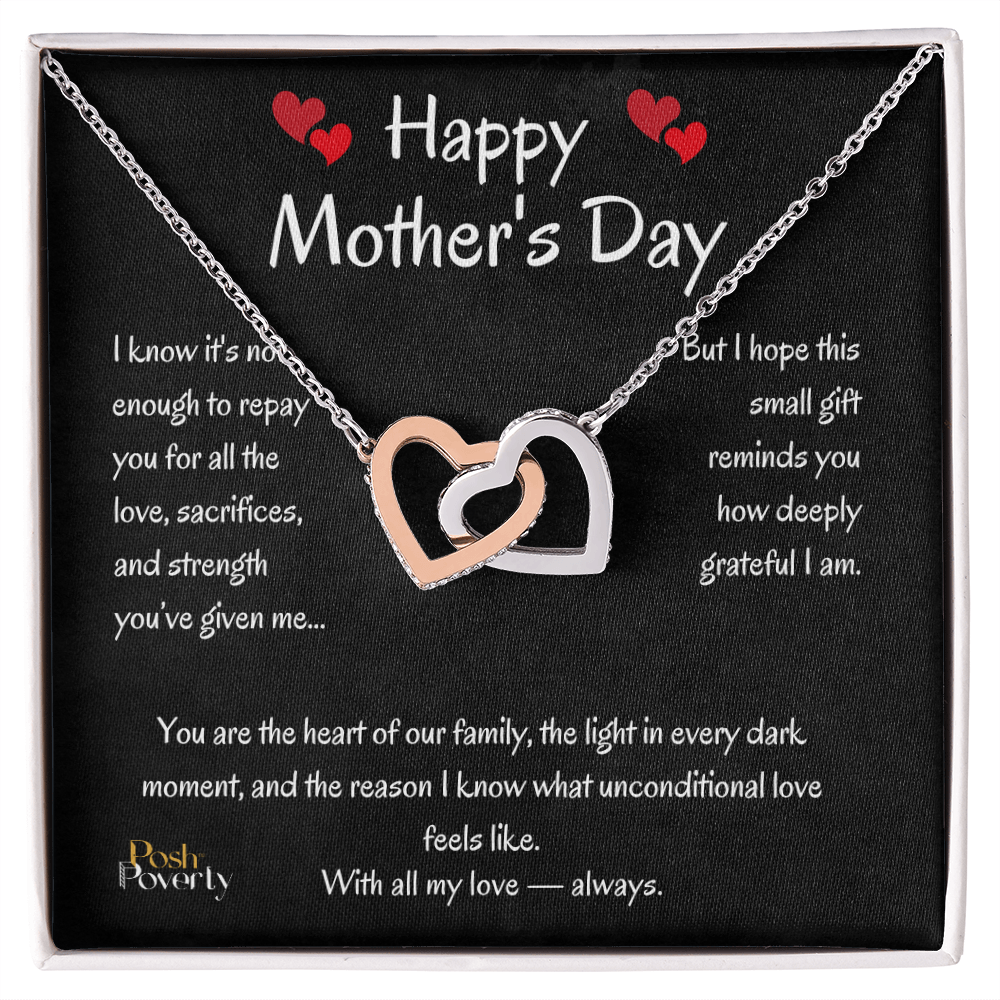 To My Mom From Your Son " I know it's... " Interlocking Hearts Necklace
