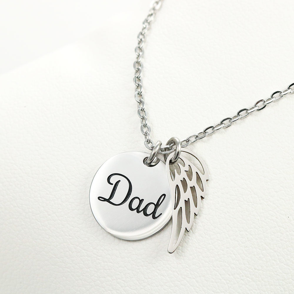 For Your Heart, In Memory of Your Dad - Angel Wing Memorial Necklace
