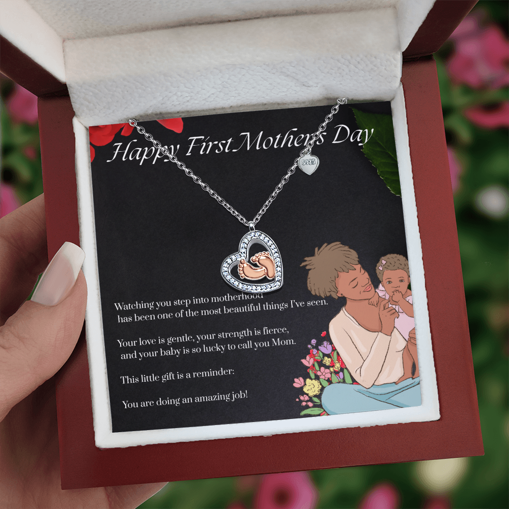 Happy First Mother's Day........ Baby Feet Heart Necklace