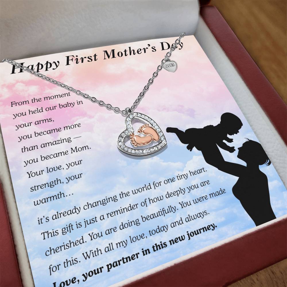 Happy First Mother's Day........ Baby Feet Heart Necklace