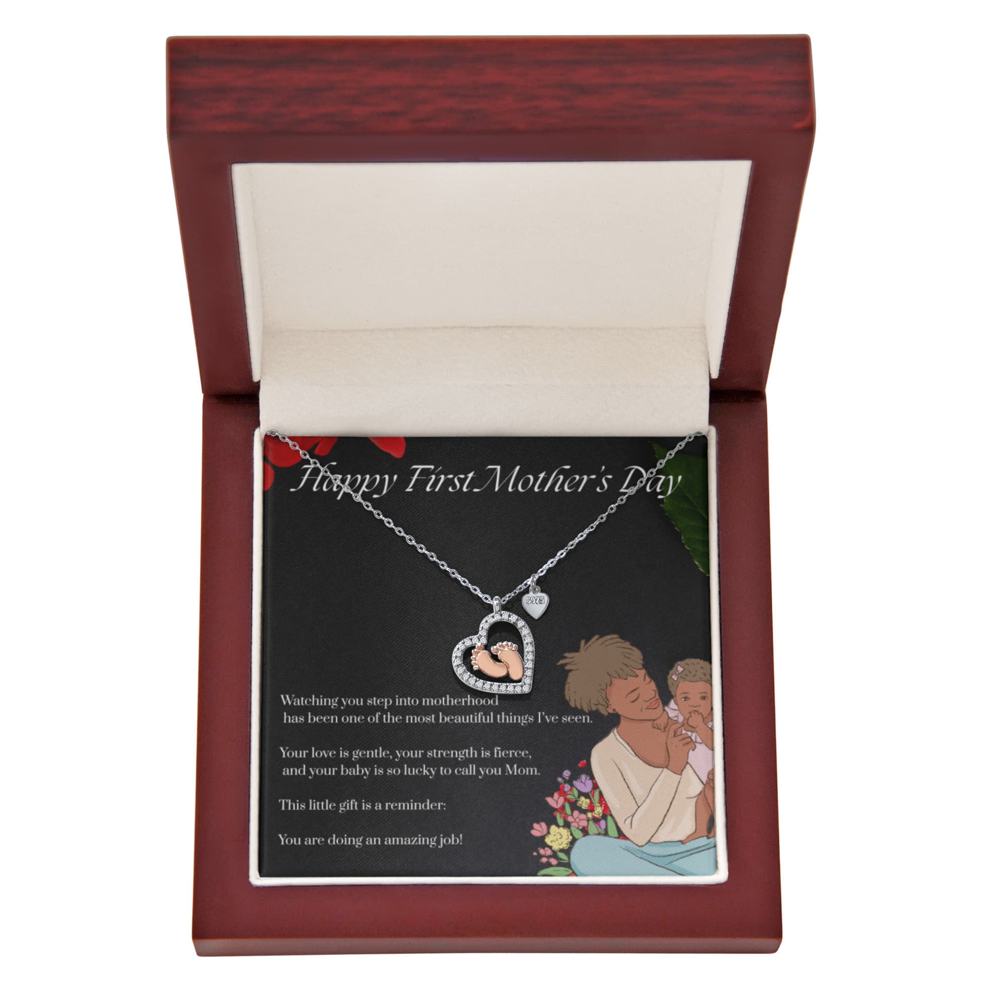 Happy First Mother's Day........ Baby Feet Heart Necklace