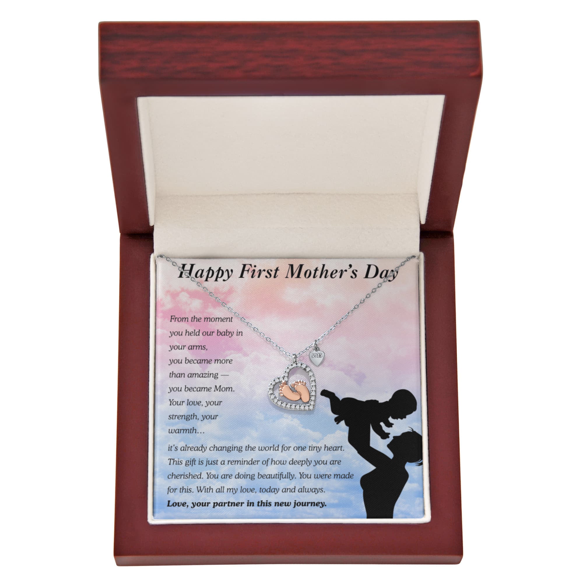 Happy First Mother's Day........ Baby Feet Heart Necklace