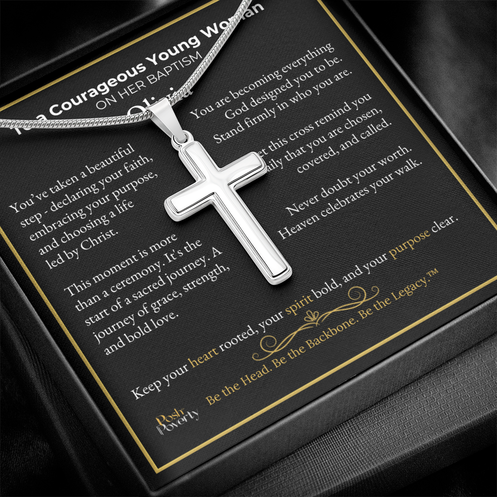 Stainless Steel Cross Necklace – Baptism Edition for Her