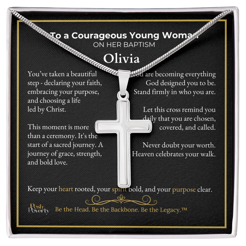 Stainless Steel Cross Necklace – Baptism Edition for Her