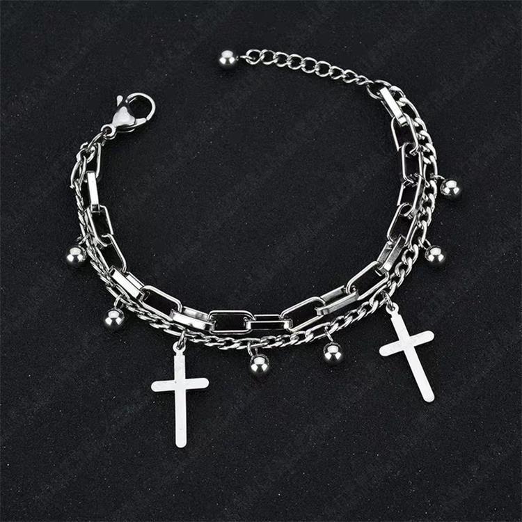 Divine Layers Cross Pendant Bracelet
