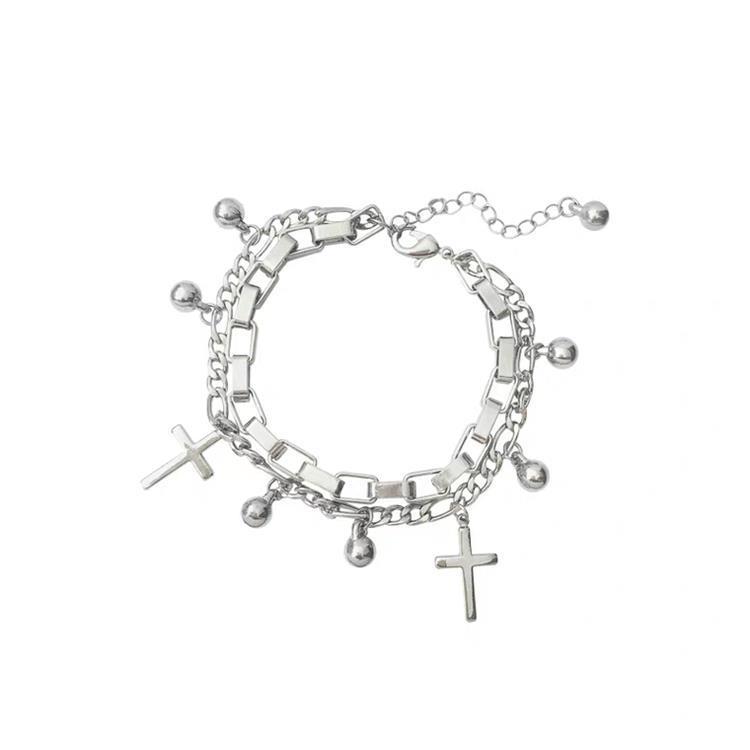 Divine Layers Cross Pendant Bracelet
