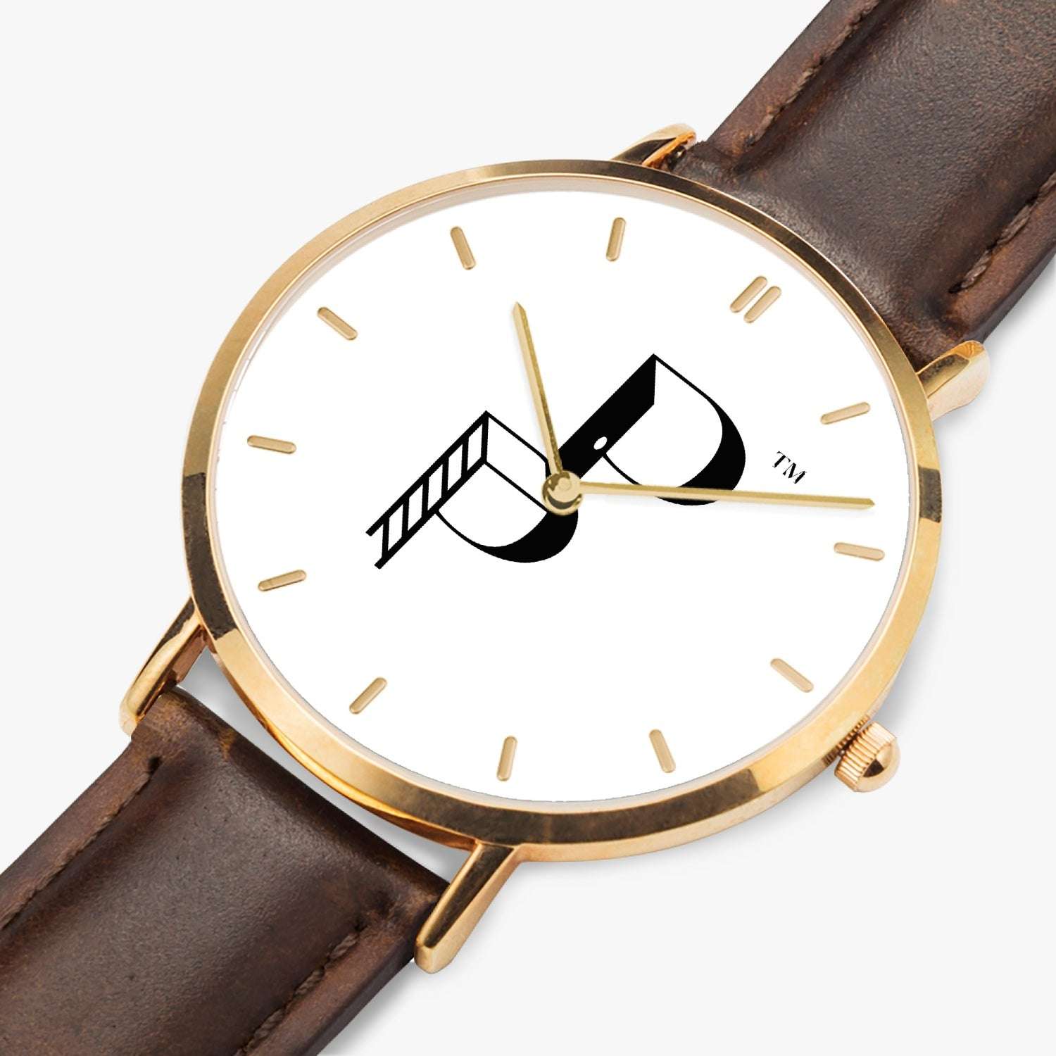 Posh Poverty Hot Selling Ultra-Thin Leather Strap Quartz Watch (Rose Gold With Indicators)