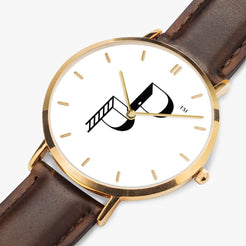 Posh Poverty Hot Selling Ultra-Thin Leather Strap Quartz Watch (Rose Gold With Indicators)