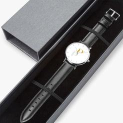 Posh Poverty Hot Selling Ultra-Thin Leather Strap Quartz Watch (Silver With Indicators)