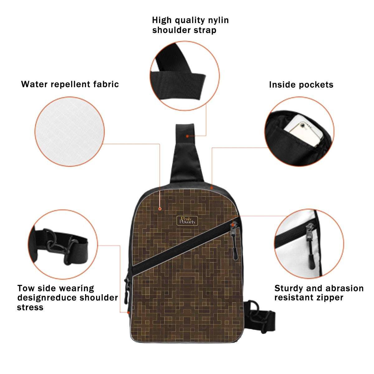 Posh Poverty Bronzed Warriors Sports Crossbody Sling Bag