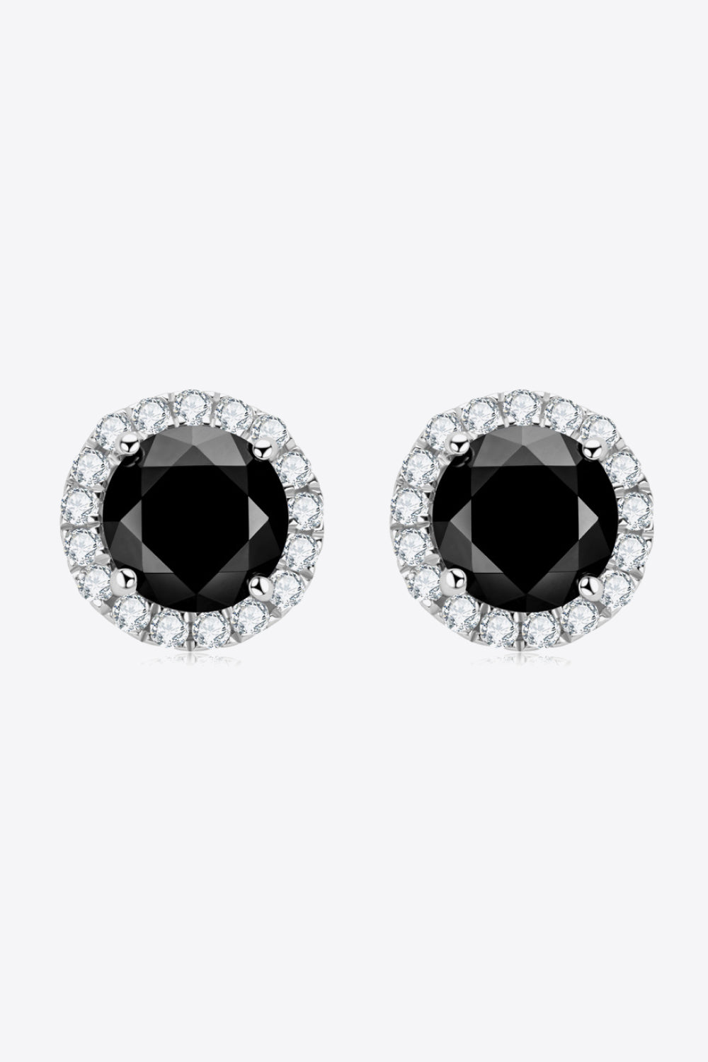 Two-Tone 4-Prong Black Moissanite Stud Earrings