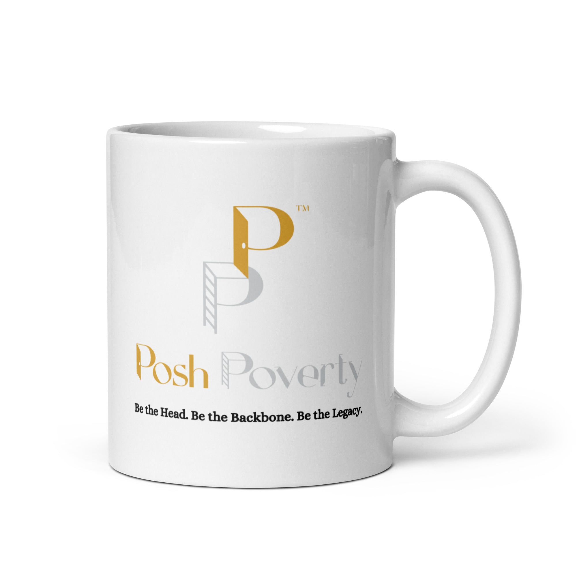 Posh Poverty White glossy mug